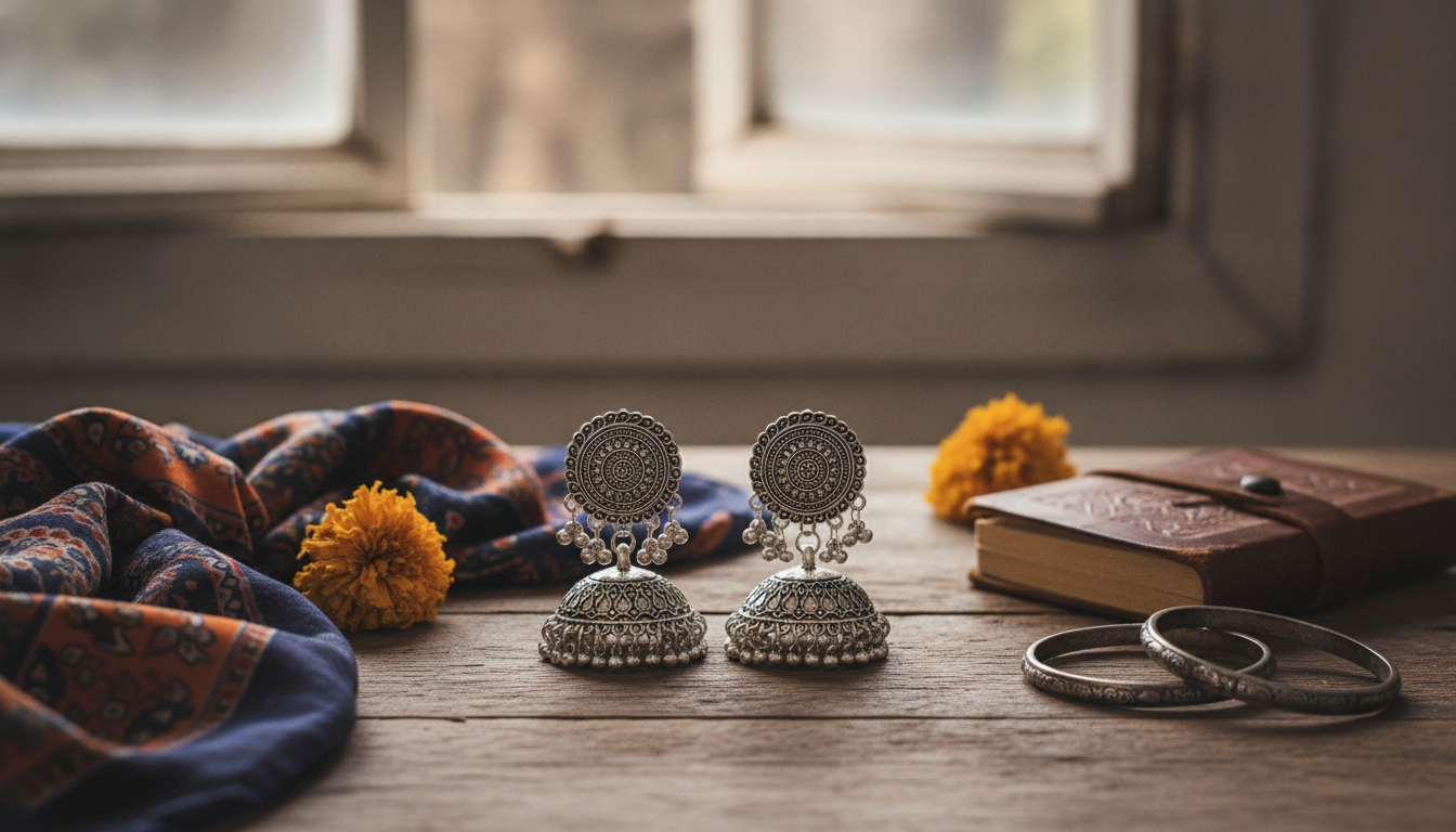 Silver Tassel Jhumka Earrings: Vintage Gypsy Style